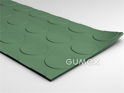 Gummi-Bodenbelag SANTO, 3mm, Breite 1450mm, 75°ShA, SBR, fläche Noppen, -30°C/+70°C, hellgrün, 
